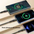 3 in 1 120W Type C Micro USB iOS Data Cable Fast Charging Liquid Silicon Universal for All Smartphones 1.2m