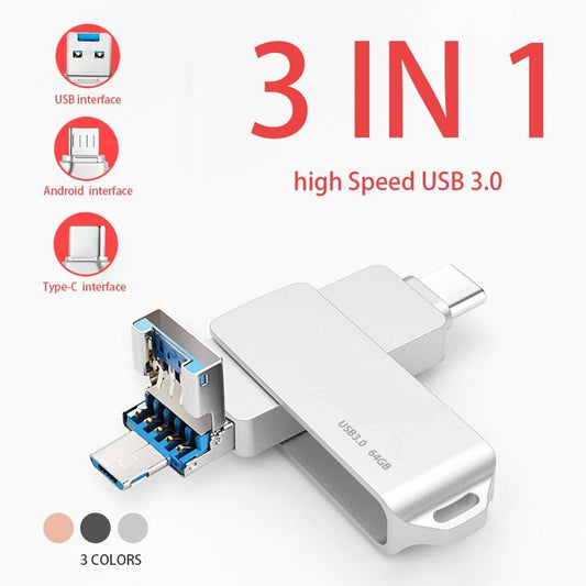 Universal 64GB USB Drive – Compatible with Android, PC, and Type-C Devices